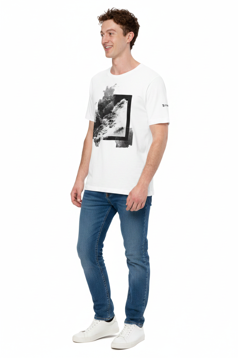 Mannequin 3/4 profil gauche graphic nuages vagues