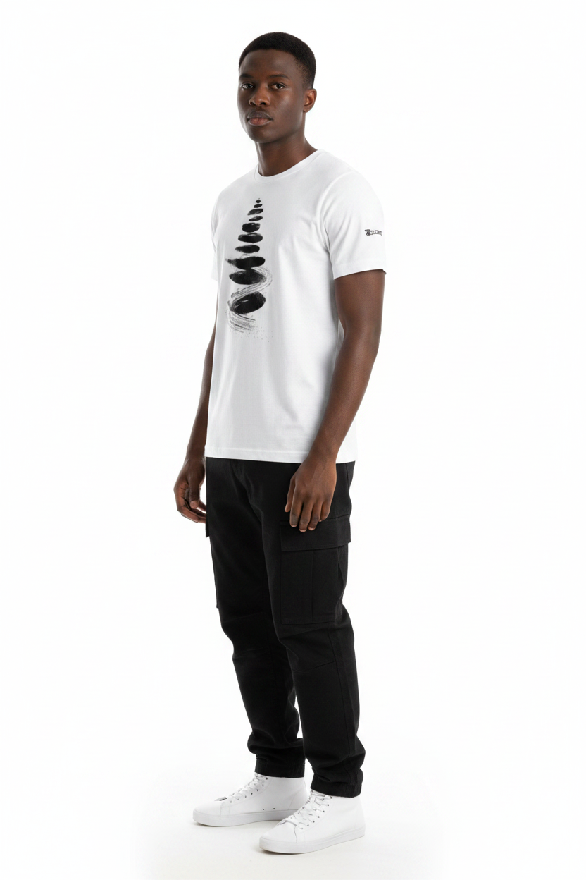 T-shirt pierres zen vue 3/4
